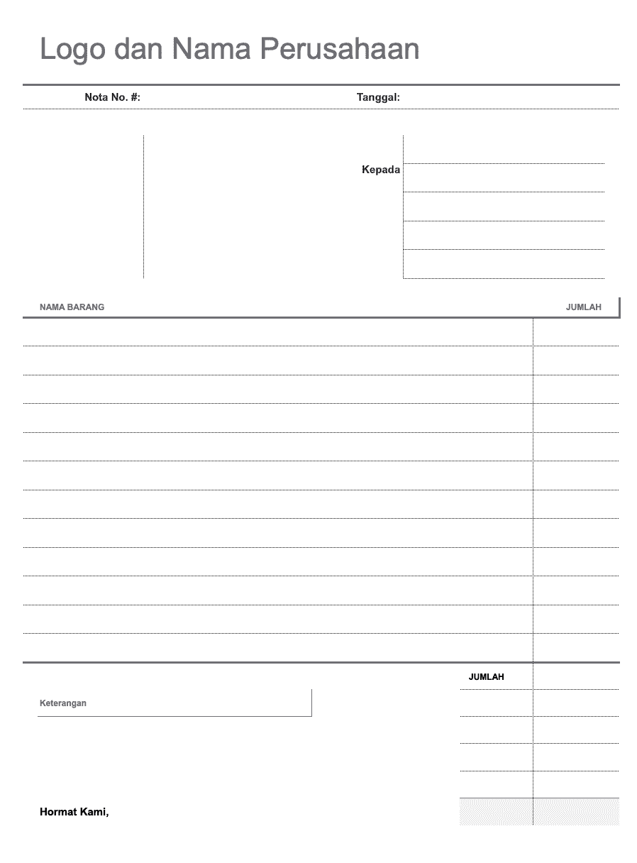 download format template noto kosong file excel xls